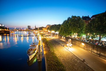 Bremen Schlachte at the Weser by Night