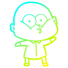 Obraz premium cold gradient line drawing cartoon bald man staring