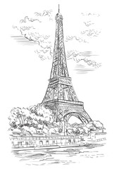 Fototapeta na wymiar Vector hand drawing Paris 1