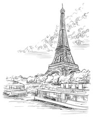 Vector hand drawing Paris 3 - obrazy, fototapety, plakaty