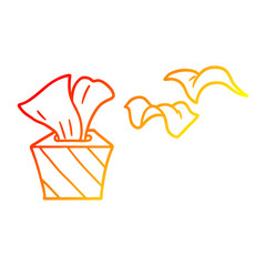 warm gradient line drawing cartoon box of tissues