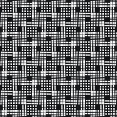 Fototapeta premium Seamless halftone pattern. Geo, geometric background, screen print texture, black and white vector graphic, seamless fabric print, seamless halftone background, digital technology background
