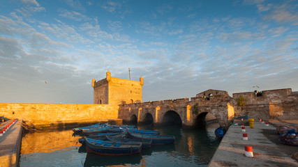 Port of Essaouira, Morocco in golden morning light