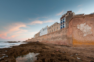 Fototapeta na wymiar City walls of Essaouira, Morocco seen from outside