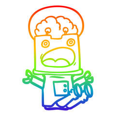 rainbow gradient line drawing cartoon robot