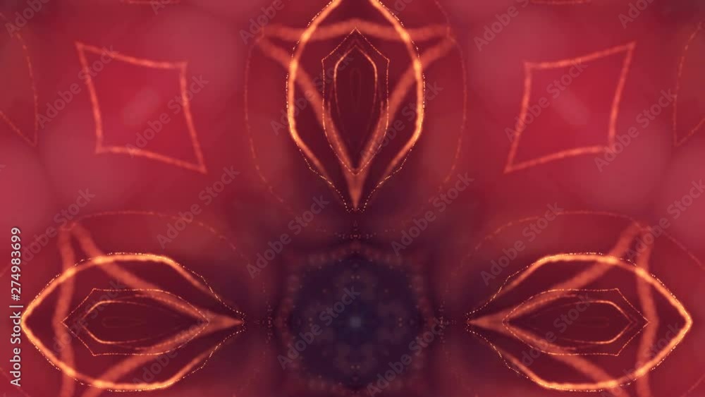 Poster complex golden composition with luminous particles that form wavy structures in the air. 4k 3d loope