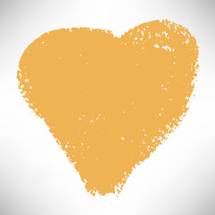 Gold hand drawn heart. Cute icon isolated on white. Vector illustration.