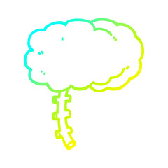 cold gradient line drawing cartoon brain