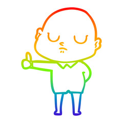 rainbow gradient line drawing cartoon bald man