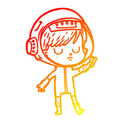 warm gradient line drawing cartoon astronaut woman