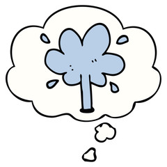 cartoon water squirt and thought bubble
