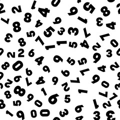 Numeral seamless pattern background. Black numbers mosaic. Vector wallpaper