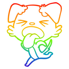 rainbow gradient line drawing cartoon running dog