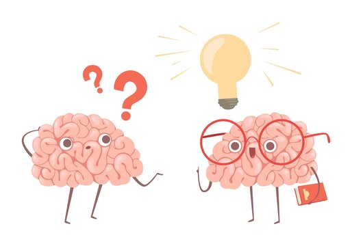 Problem solving vector concept. Cartoon brains thinking about problem and finds new idea illustration. Illustration of brain idea, question think