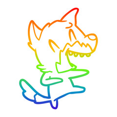 rainbow gradient line drawing laughing fox dancing