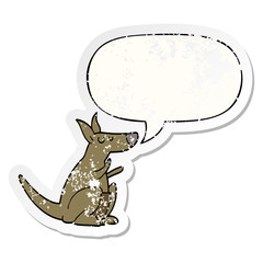 cartoon kangaroo and speech bubble distressed sticker