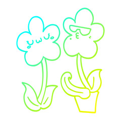cold gradient line drawing cute cartoon flower