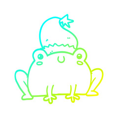 cold gradient line drawing cute cartoon christmas frog