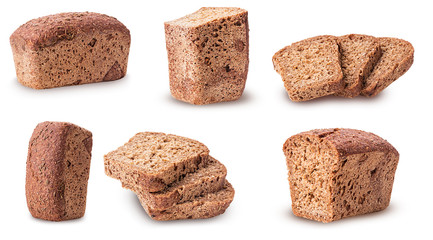 Set Healthy bread from sprouted grain whole, cut in half, slice
