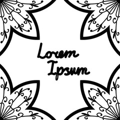 Abstract mandala flower frame leaflet with empty space for your text. Floral background. Vector illustration.