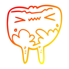 warm gradient line drawing cartoon bad tooth