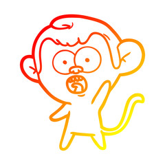 warm gradient line drawing cartoon shocked monkey