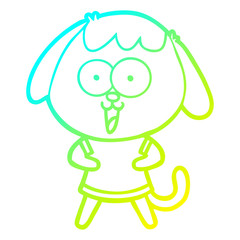 cold gradient line drawing cute cartoon dog