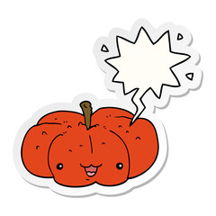 cartoon pumpkin and speech bubble sticker