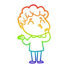 rainbow gradient line drawing cartoon man pouting