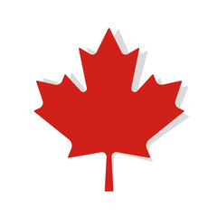Canada leaf on white background with shadow. Vector