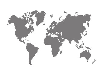 World map silhouette on white background. Vector