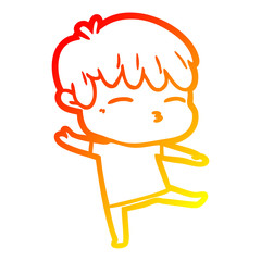 warm gradient line drawing cartoon curious boy