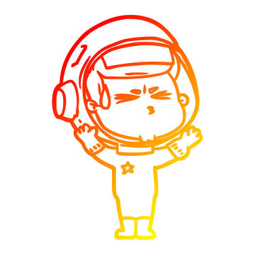 recommend clip art: warm gradient line drawing cartoon stressed astronaut