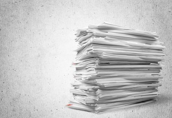 File folders with documents isolated on  background