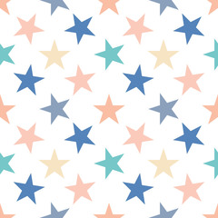 Obraz premium Seamless pattern with stars on white background. Vector illustration.