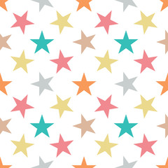 Obraz premium Seamless pattern with stars on white background. Vector illustration.