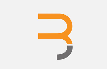 grey white orange B alphabet letter logo icon design sign