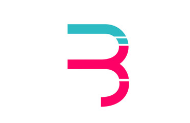 pink green B alphabet letter logo icon design sign