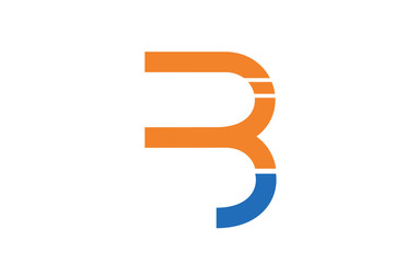 orange blue B alphabet letter logo icon design sign