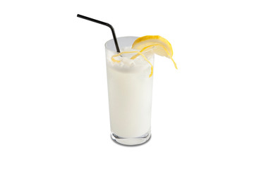 Ramos Gin fizz cocktail Isolated on white background.