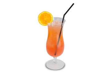 Sex on the beach cocktail isolated on white background.