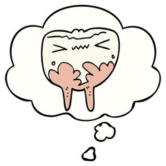 cartoon bad tooth and thought bubble