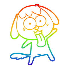 rainbow gradient line drawing cute cartoon dog