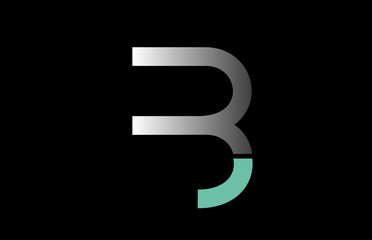 Fototapeta premium green grey B alphabet letter logo icon design sign