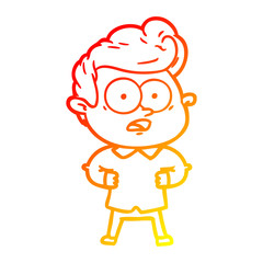 warm gradient line drawing cartoon staring man