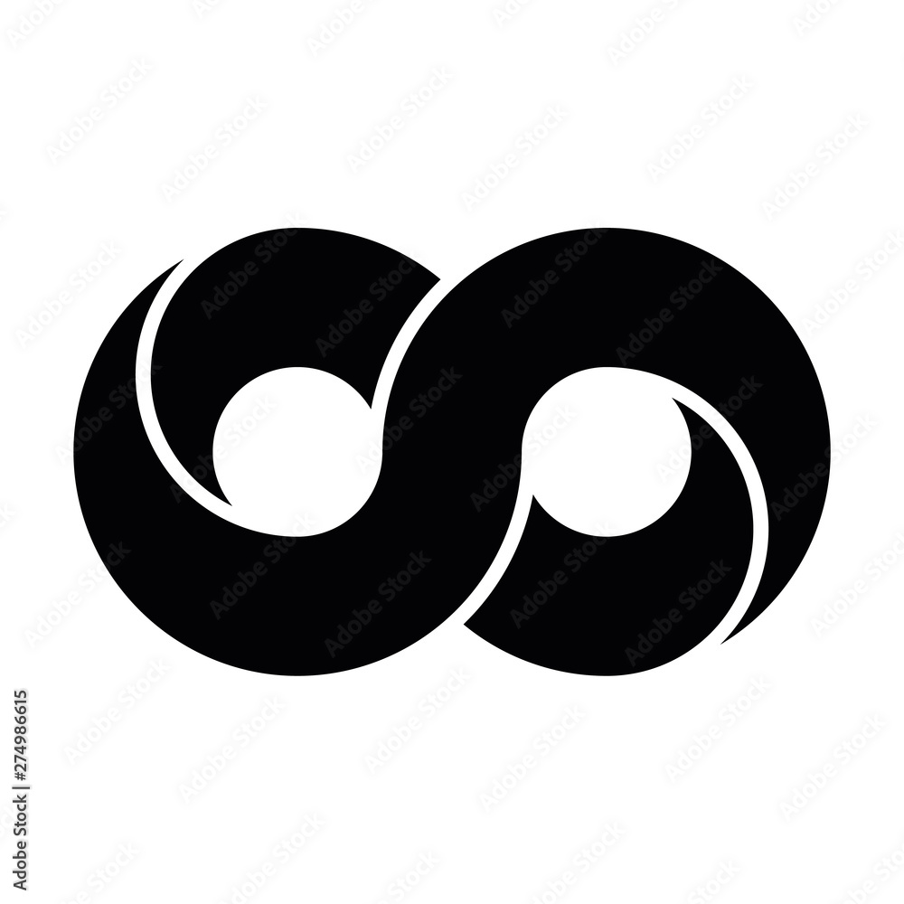 Poster Black infinity symbol icon. Concept of infinite, limitless and endless. Simple flat vector design element