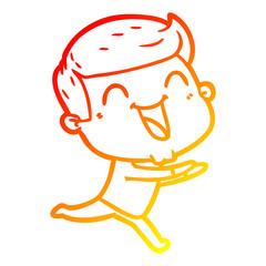 warm gradient line drawing cartoon man laughing