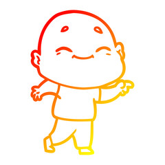 warm gradient line drawing cartoon happy bald man