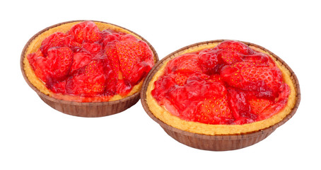 Strawberry fruit tarts pastry isolated on a white background