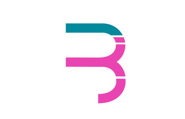 pink green B alphabet letter logo icon design sign